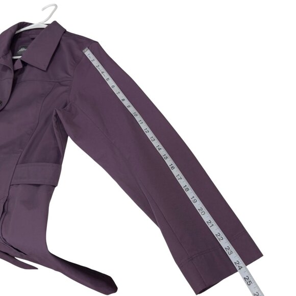 Eddie Bauer Womens Purple Trench Coat SZ L Button Closure Unlined Classic Style - Picture 6 of 11